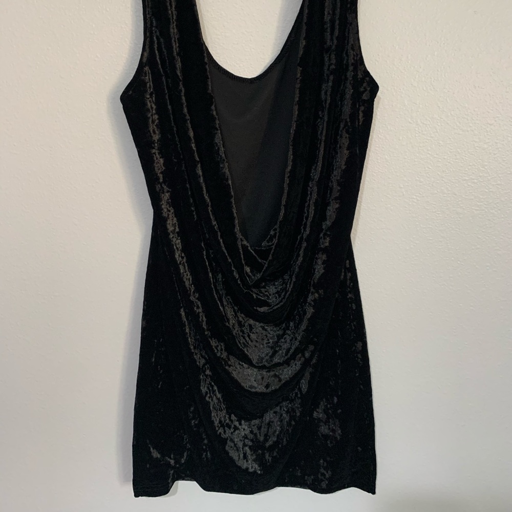 Black velvet cocktail dress